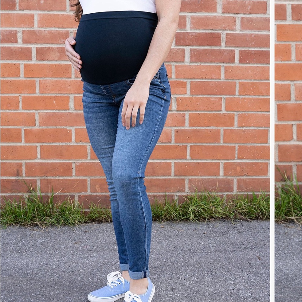 Indigo Poppy NWOT Medium washed cuffed maternity skinny jeans